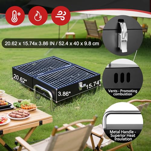 SUNLIFER Portable Charcoal Grill, Table Top Small BBQ Grill For Outdoor, Camping, Beach, Easy Assembly, Heavy Duty & Multi-Use Small Grill, Black (270 Sq.In) - Image 4