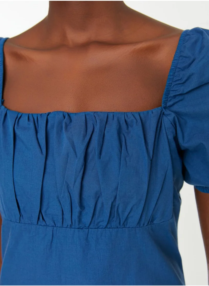 trendyol Puff Sleeve Pleat Detail Dress