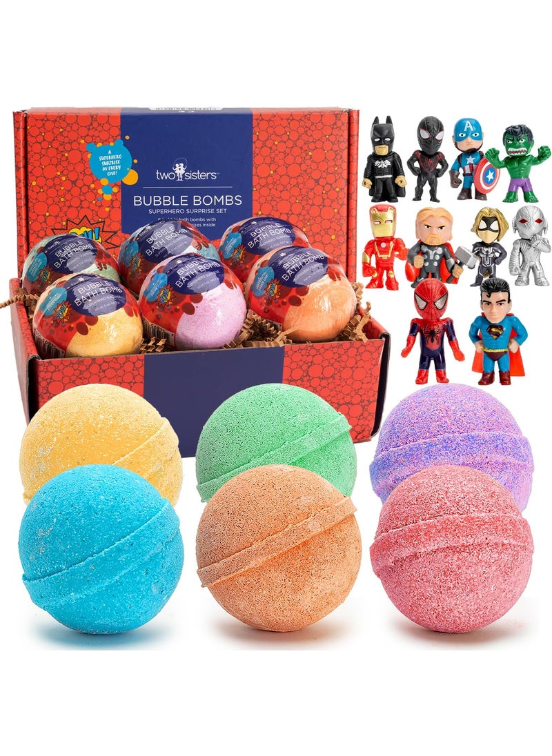 Two Sisters - Superhero Bath Bombs for Kids with Surprise Toys Inside 6 Pack  Large Bubble Bomb Fizzies for Boys  Girls  Fruity Scents Relaxing Aromas USA Made Ideal Birthday Gift by Two Sisters - Image 1