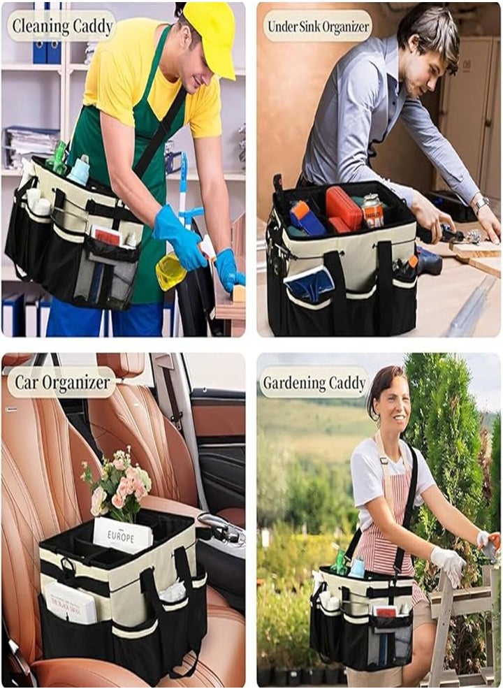 Generic - Wearable Cleaning Organizer, Cleaning Storage Box Supplies Organizer with Handle and Shoulder Strap for Housekeeper, Under Sink and Car Cleaning Tool Organizer with 4 Foldable Dividers - Image 1
