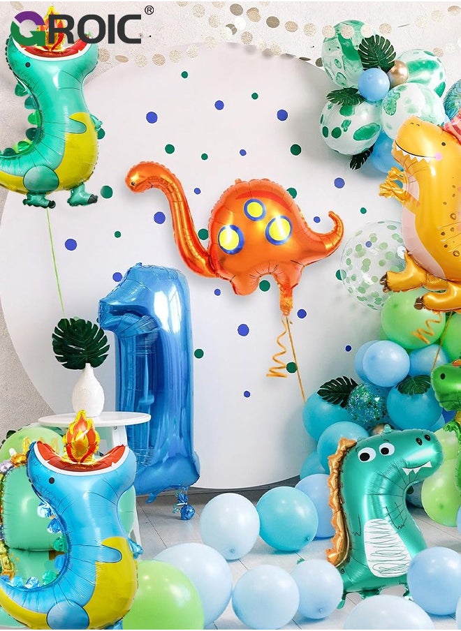 GROIC Dinosaur Foil Balloons 7 Pieces Dinosaur Aluminum Mylar Helium Balloons for Dinosaur Theme Jungle Party Birthday Baby Shower Decorations  - Image 2