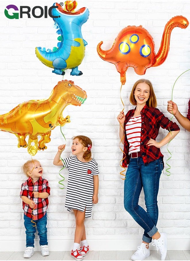 GROIC Dinosaur Foil Balloons 7 Pieces Dinosaur Aluminum Mylar Helium Balloons for Dinosaur Theme Jungle Party Birthday Baby Shower Decorations  - Image 5