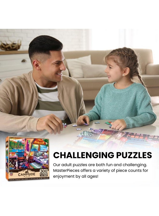 MasterPieces - 300 Piece Jigsaw Puzzle, Large EZ Grip Shapes, Moonlight Camping, Fun for Adults, Seniors, Family, Kids, Non-Glare Finish, 18"x24" - Image 4