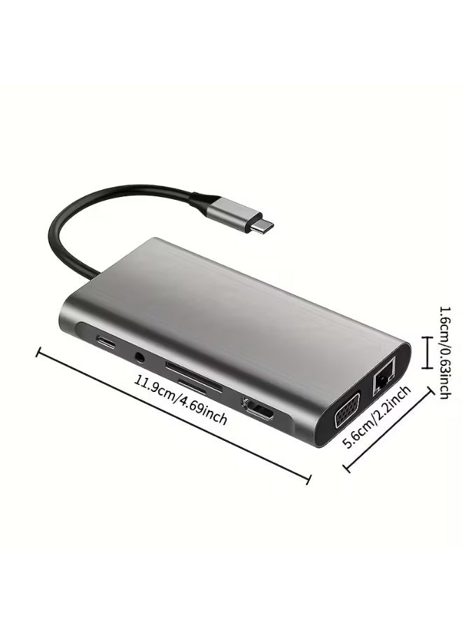 BEST ONE 11-in-1 USB-C Hub Docking Station, 4K HDMI & VGA Multiport Adapter, 100Mbps Ethernet, 100W PD Charging, SD/TF Card Reader, Audio Jack, USB 3.0 & USB 2.0 Ports, Compatible with MacBook, Windows Laptop - Image 4