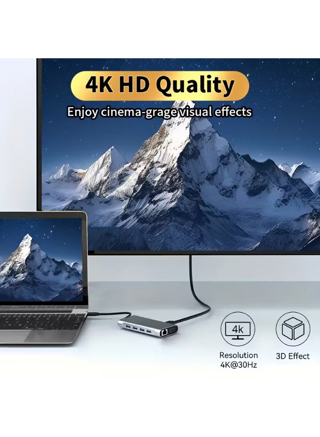 BEST ONE 11-in-1 USB-C Hub Docking Station, 4K HDMI & VGA Multiport Adapter, 100Mbps Ethernet, 100W PD Charging, SD/TF Card Reader, Audio Jack, USB 3.0 & USB 2.0 Ports, Compatible with MacBook, Windows Laptop - Image 5