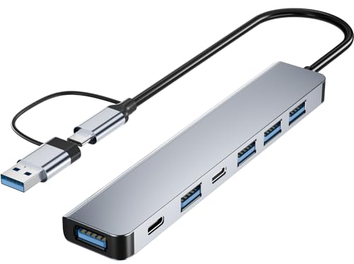 BERLAT Upgrade USB CUSB Hub BERLAT Aluminum 7 in 1 USB C USB Hub with USB 30 USB 20 Ports for PCLaptopsMacBook ProAiriMaciPad and More Devices - Image 1
