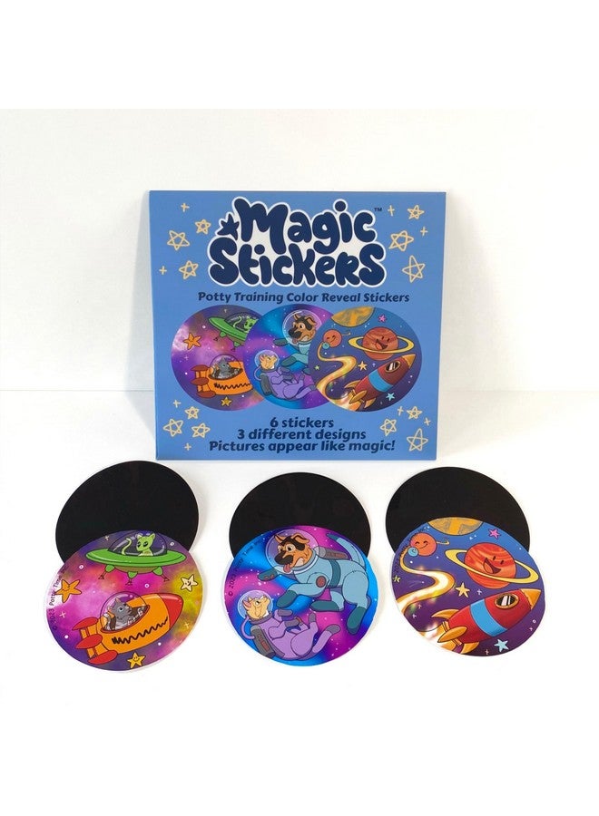 POTTY TIME Potty Watch Color Reveal Stickers - 6 Magic Stickers & 3 Different Designs - Easy to Peel Stickers for Kids - Reward Their Efforts, Fosters Fun & Independence - (Space Magic Reveal Stickers) - Image 2
