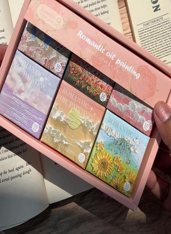 Touchcart 300 PCS Premium Aesthetic Romantic Oil Painting Sticker Set with 6 Storage Boxes Vintage Art & Seasonal Theme Scrapbooking Stickers for Journaling, Planner Decoration, Card Making & DIY Craft Projects - Image 1