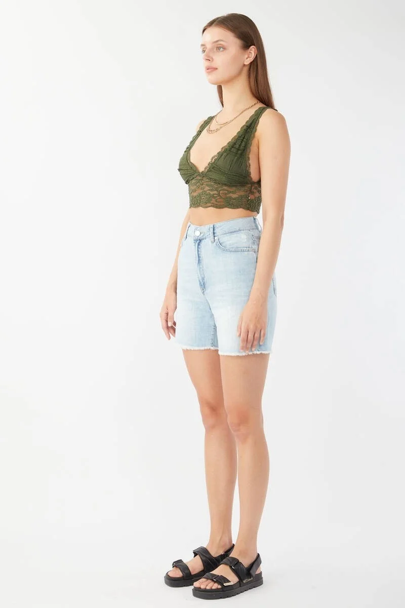 Banny Jeans Women's Cut Out Jean Shorts Light Blue