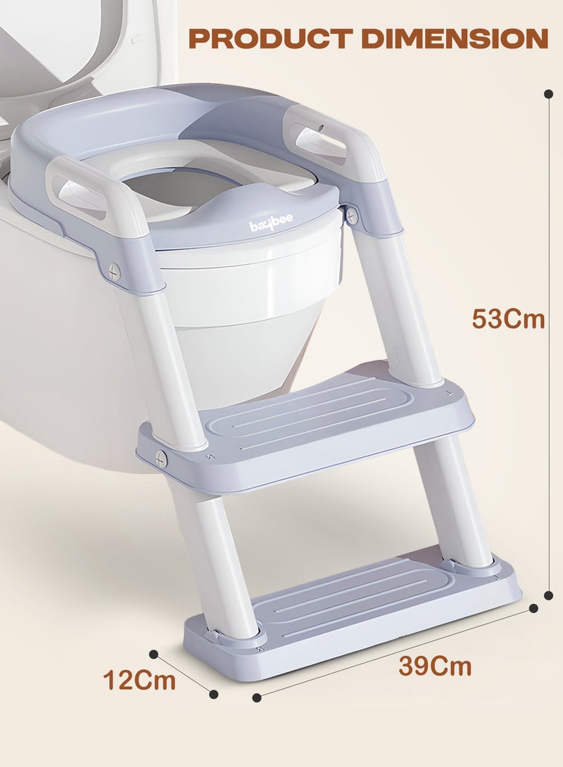 BAYBEE Baby Potty Seat With Ladder for Kids, Western Toilet Training Chair with Splash Guard & Cushion Seat | Toddler Toilet Seat | Potty Seat for 1-8 Years Boys & Girls (Blue) - Image 4