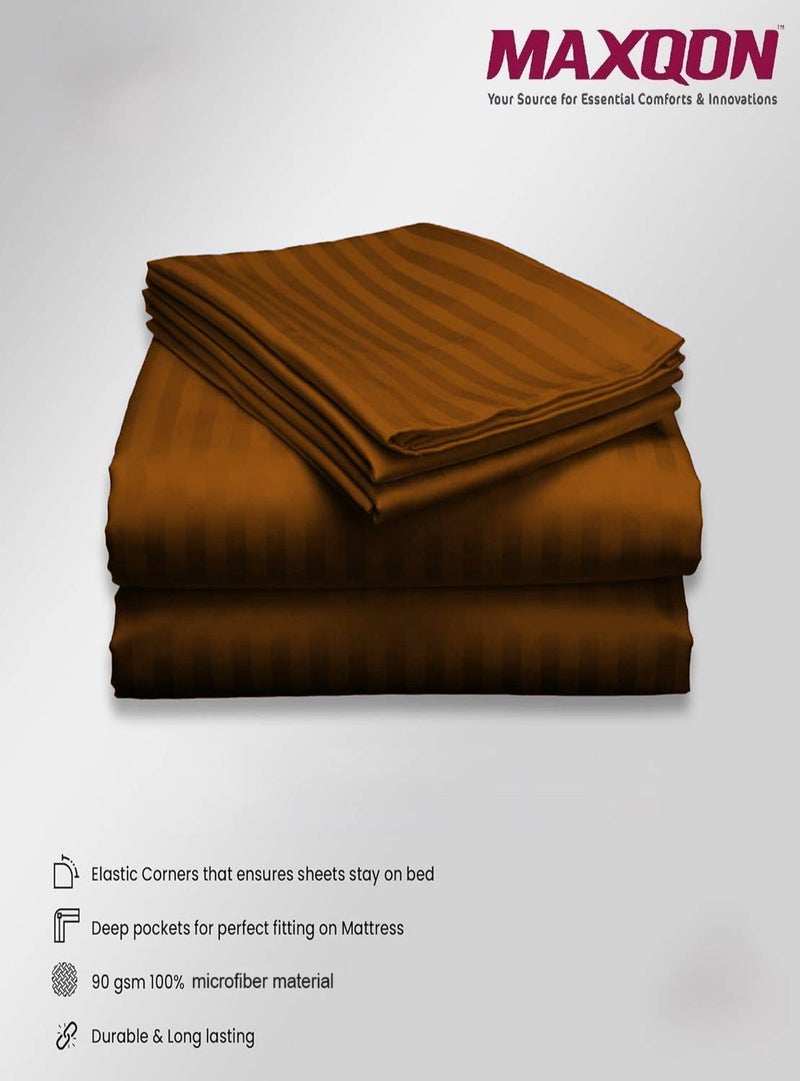 MAXQON Deep Fitted Bed Sheet with 1pc Pillow Cover, Single (90x190+30CM), Color Brown - Image 4