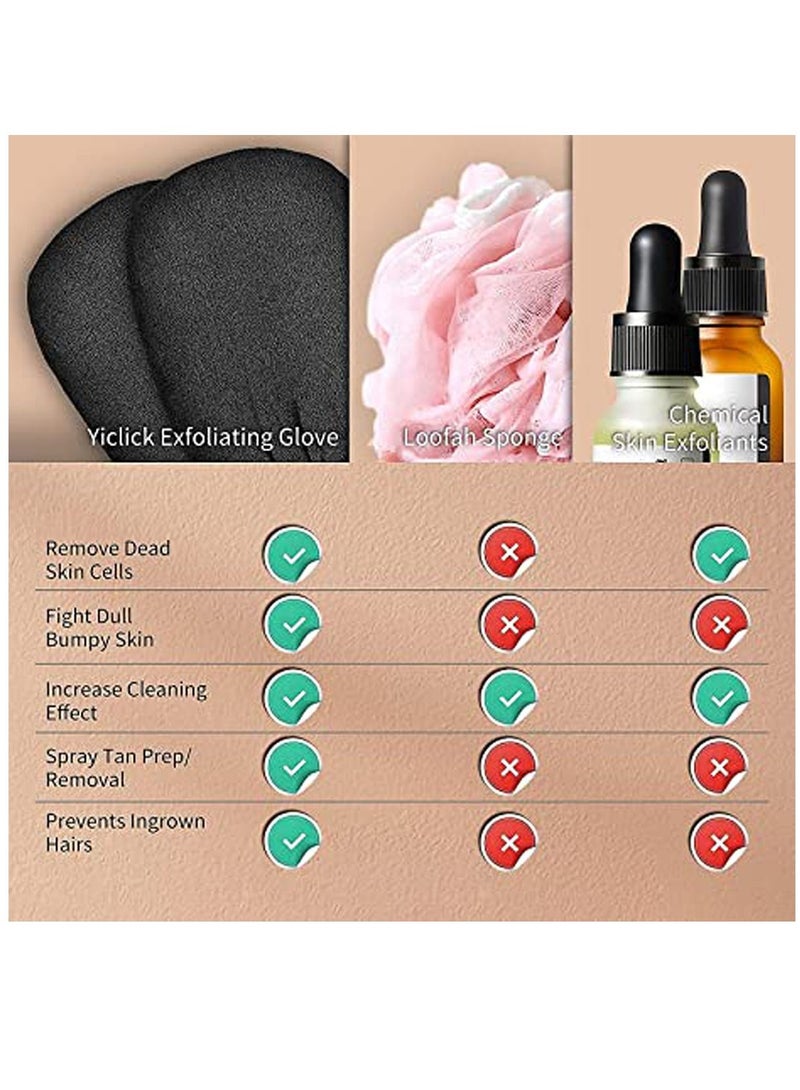Exfoliating Gloves 2 Pcs, for Bath Shower Exfoliation Mitt, Body Scrubber, Dead Skin Remover Mitt Women Men - Image 4