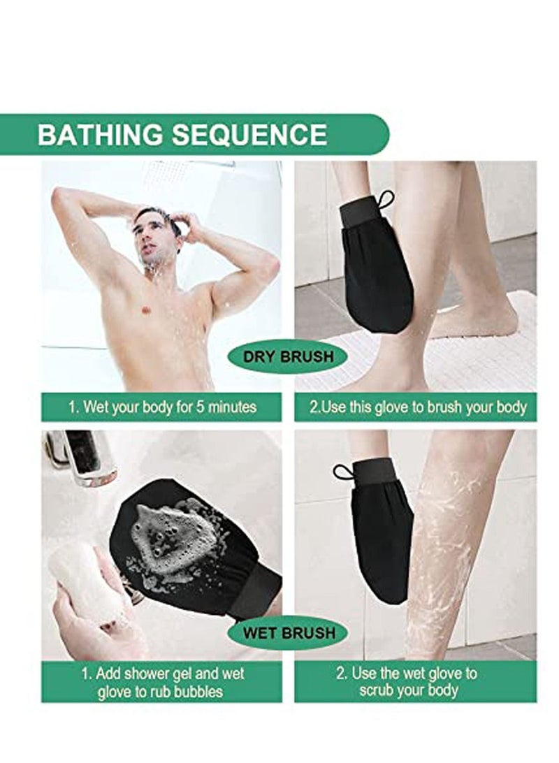 Exfoliating Gloves 2 Pcs, for Bath Shower Exfoliation Mitt, Body Scrubber, Dead Skin Remover Mitt Women Men - Image 3