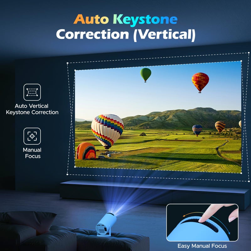 HOTPEAK Mini Projector with WiFi and Bluetooth, 4K Projector, Portable Projector for Bedroom, Smart Projector of 270Â° Rotatable 130'' Projector Screen Compatible with iphone/TV Stick/HDMI/USB/Laptop - Image 5