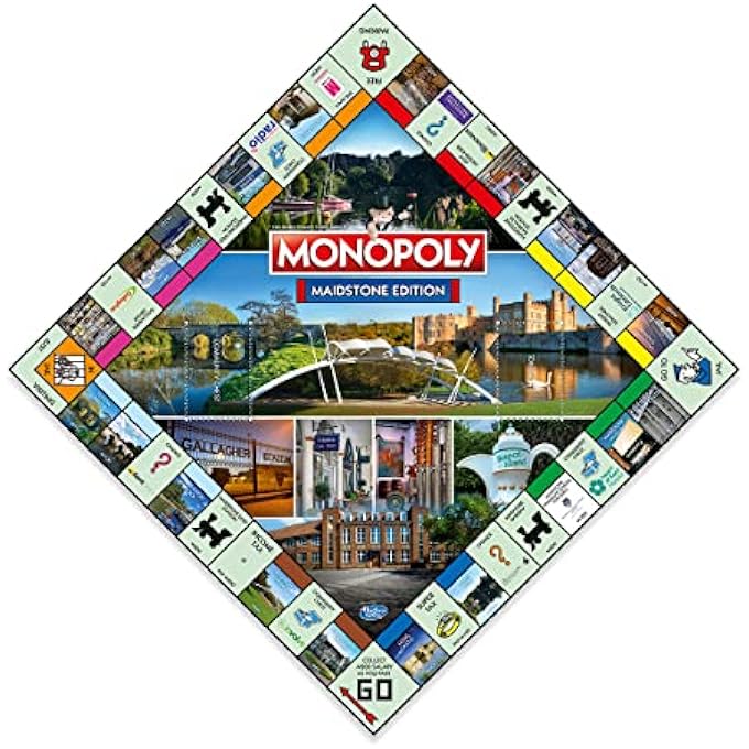 Winning Moves Hasbro Maidstone Monopoly Board Game Advance to Yalding Bridge Teapot Island and the Hazlitt Theatre 26 players makes a great gift for players aged 8 plus - Image 3