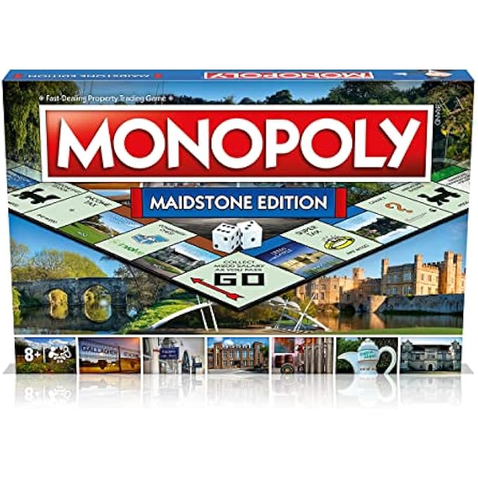 Winning Moves Hasbro Maidstone Monopoly Board Game Advance to Yalding Bridge Teapot Island and the Hazlitt Theatre 26 players makes a great gift for players aged 8 plus - Image 2