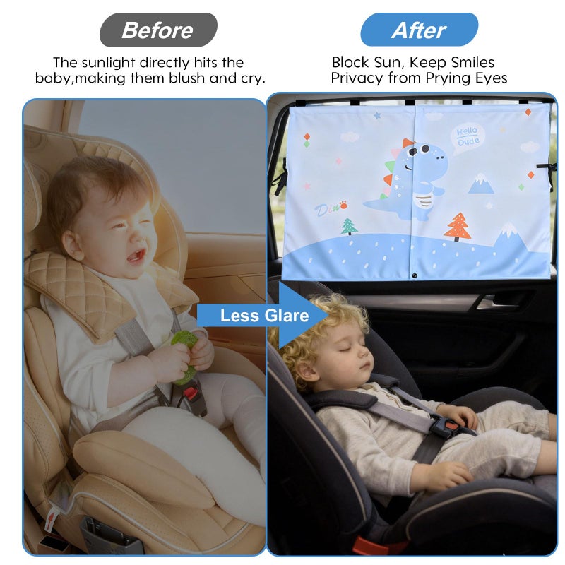 Zebrabox 2 PCS Magnetic Car Window Shade for Baby,Easy Installation Side Window Sunshades, Universal Fit for Most Cars Friendly Automotive Interior with Cartoon Patterns -for Baby - Image 3
