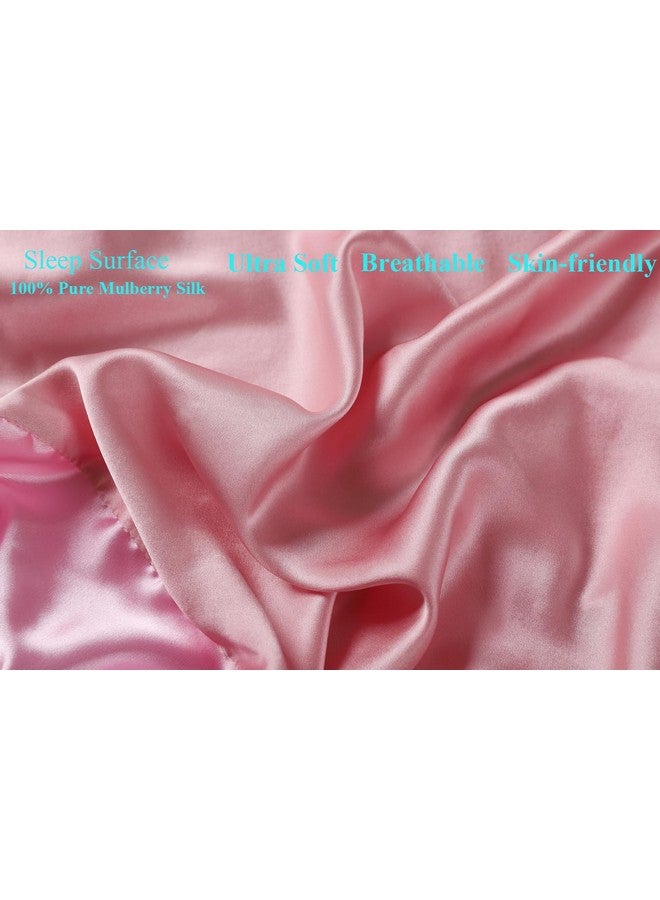 Knlpruhk Silk Bassinet Sheet - 100% Pure Mulberry Silk Sleep Surface- 19 Momme 6A High-Grade Fibers For Baby Hair For Hourglass, Oval,Rectangle Pads/Mattress With Satin Skirt Pink  - Image 2