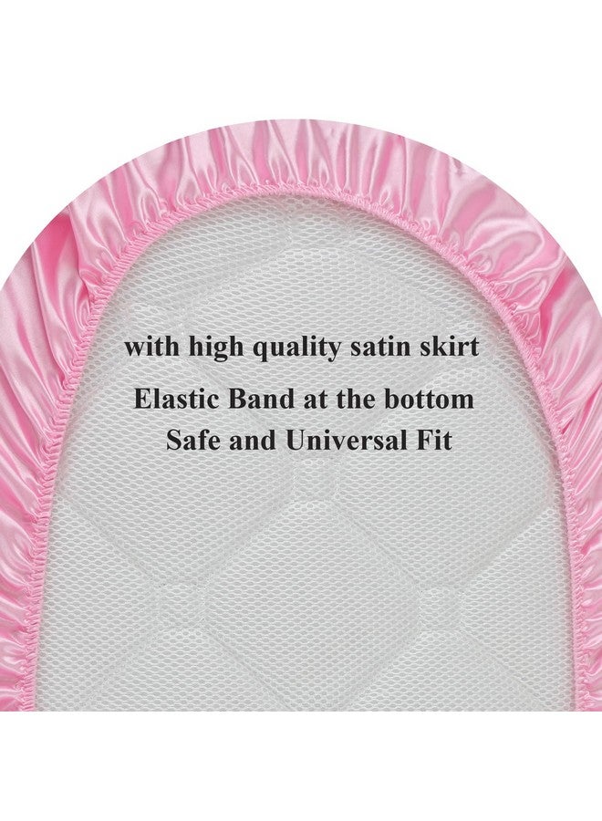Knlpruhk Silk Bassinet Sheet - 100% Pure Mulberry Silk Sleep Surface- 19 Momme 6A High-Grade Fibers For Baby Hair For Hourglass, Oval,Rectangle Pads/Mattress With Satin Skirt Pink  - Image 3