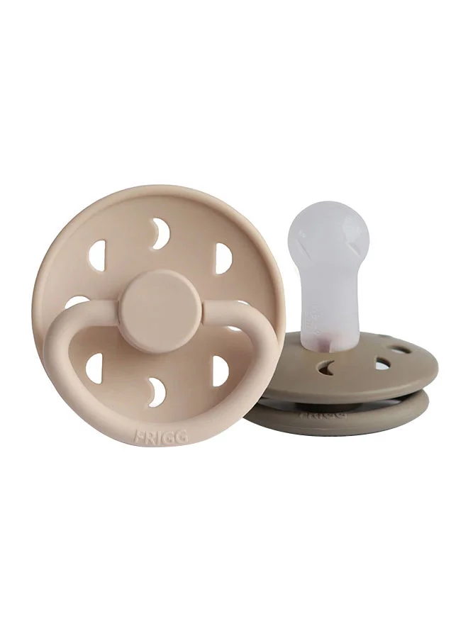 FRIGG Pack Of 2 Moon Phase Silicone Baby Pacifier 6-18M, Croissant/Portobello  - Size 2