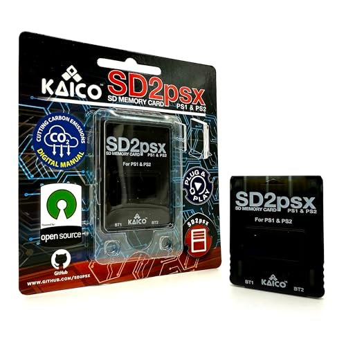 Kaico PSX Mem Card Gen 2 Memory Card Compatble with PlayStation 1 & 2- Firmware Upgradeable - Unlimited Storage - Includes an 8GB MicroSD Card - High Speed Game Memory Card for PS2/PS1/PS One Console - Image 2