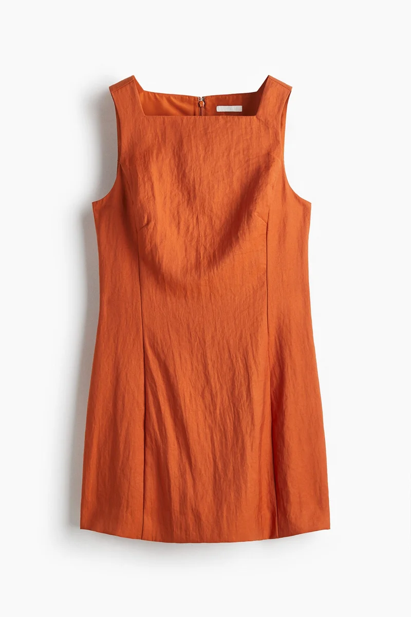 اتش اند ام Square-neck twill dress