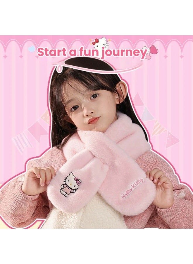 Hello Kitty Embroidered Fluffy Scarf for Kids Super Sweet Ultra Cozy and a Perfect Companion to Start a Fun Filled Journey - Image 1