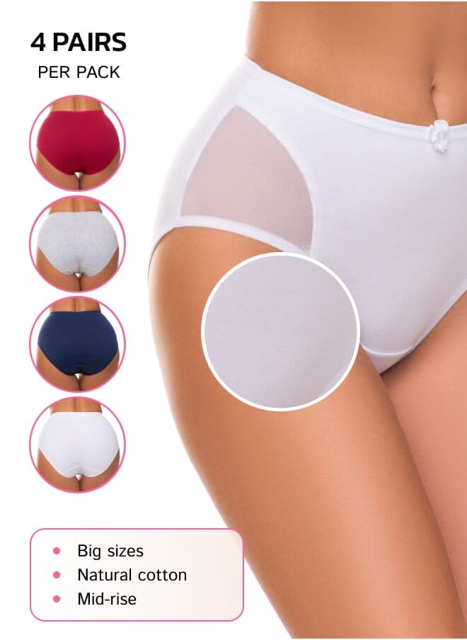 Every Woman Knows - Women's Underwear Mid-Coverage Briefs Everyday Panties with Stretched Mesh Multipack - Image 1