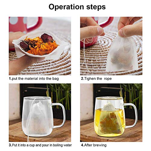 SKYPRO LTKJ 100-pack Cotton Tea Filter Bags Coffee Filter with Drawstring for Spices Bath Soap Herbs Tea Craft Bags 4"x6" (10x15cm) - Image 3
