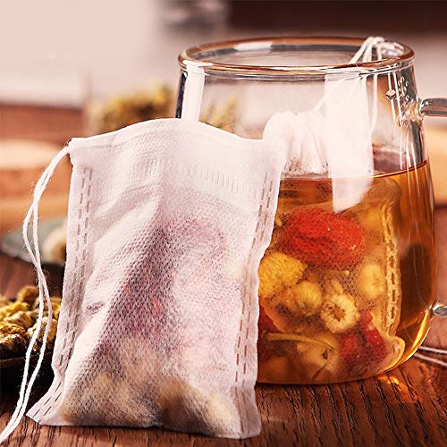 SKYPRO LTKJ 100-pack Cotton Tea Filter Bags Coffee Filter with Drawstring for Spices Bath Soap Herbs Tea Craft Bags 4"x6" (10x15cm) - Image 4