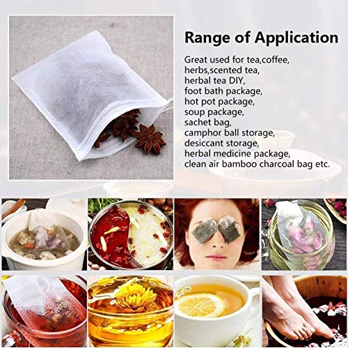 SKYPRO LTKJ 100-pack Cotton Tea Filter Bags Coffee Filter with Drawstring for Spices Bath Soap Herbs Tea Craft Bags 4"x6" (10x15cm) - Image 5
