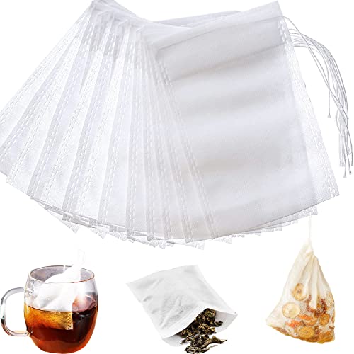 SKYPRO LTKJ 100-pack Cotton Tea Filter Bags Coffee Filter with Drawstring for Spices Bath Soap Herbs Tea Craft Bags 4"x6" (10x15cm) - Image 1