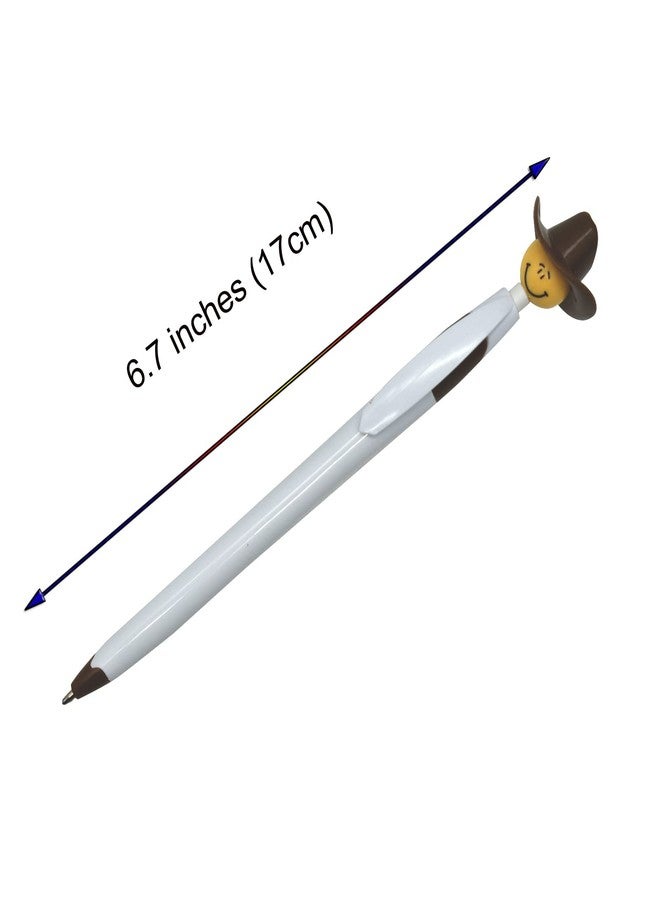 Lopenle 14PCS Fun Cowboy Pens Cowboy Hat Pen Novelty Retractable Ballpoint Pens For Adults School Home Office Stationery Store - Image 5