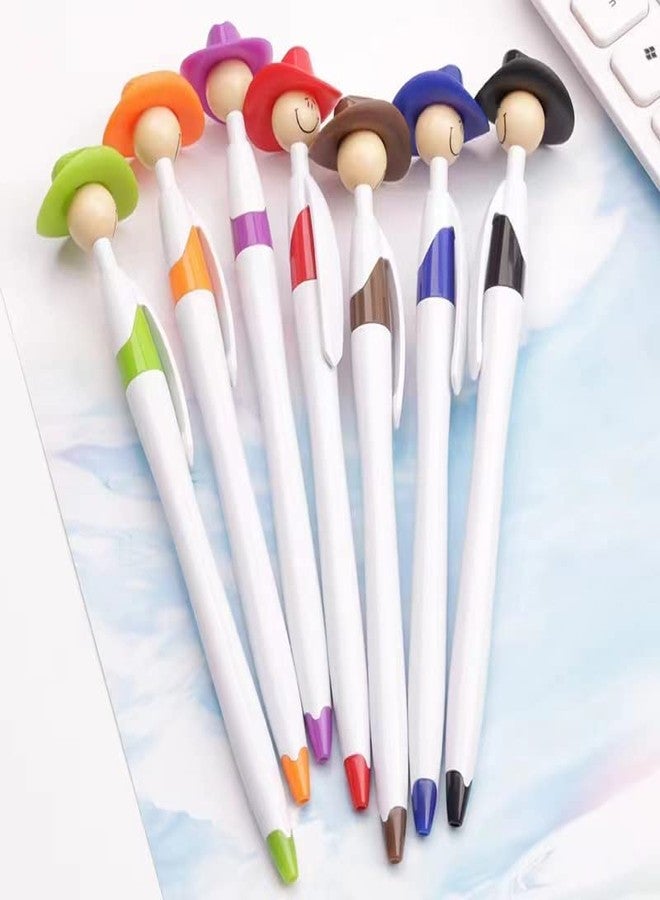 Lopenle 14PCS Fun Cowboy Pens Cowboy Hat Pen Novelty Retractable Ballpoint Pens For Adults School Home Office Stationery Store - Image 2