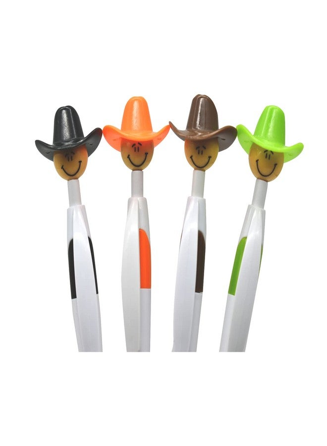 Lopenle 14PCS Fun Cowboy Pens Cowboy Hat Pen Novelty Retractable Ballpoint Pens For Adults School Home Office Stationery Store - Image 4