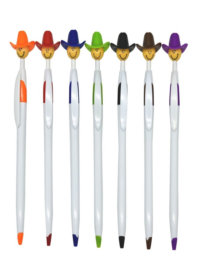 Lopenle 14PCS Fun Cowboy Pens Cowboy Hat Pen Novelty Retractable Ballpoint Pens For Adults School Home Office Stationery Store - Image 1