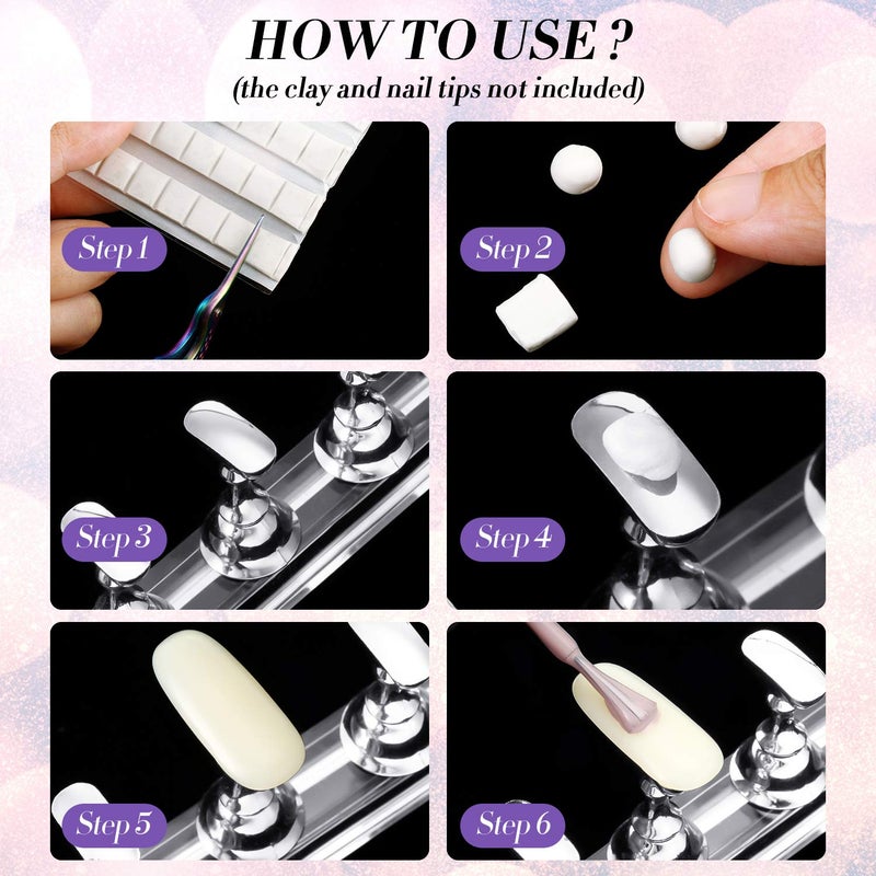 Blulu 6 Sets Magnetic Nail Tip Display Holder Acrylic Display Stand Nail Tip Practice Art Training Stand for DIY Manicure Fingernail Salon(Silver) - Image 4