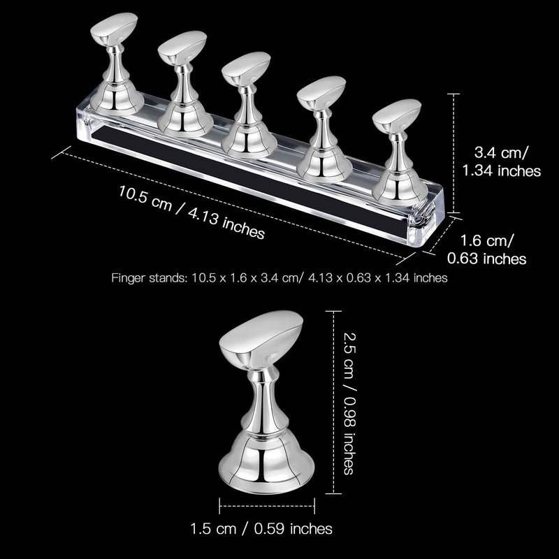 Blulu 6 Sets Magnetic Nail Tip Display Holder Acrylic Display Stand Nail Tip Practice Art Training Stand for DIY Manicure Fingernail Salon(Silver) - Image 2