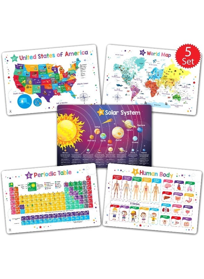Simply Magic Discovery Set of 5 Educational Placemats for Kids - Image 1
