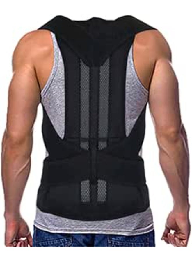 Orthopedic Posture Corrector & Back Support Waistcoat – Adjustable Therapy Belt for Men and Women – Effective Lumbar & Shoulder Support – Correction Brace for Kyphosis and Humpback Relief(Black,Medium)