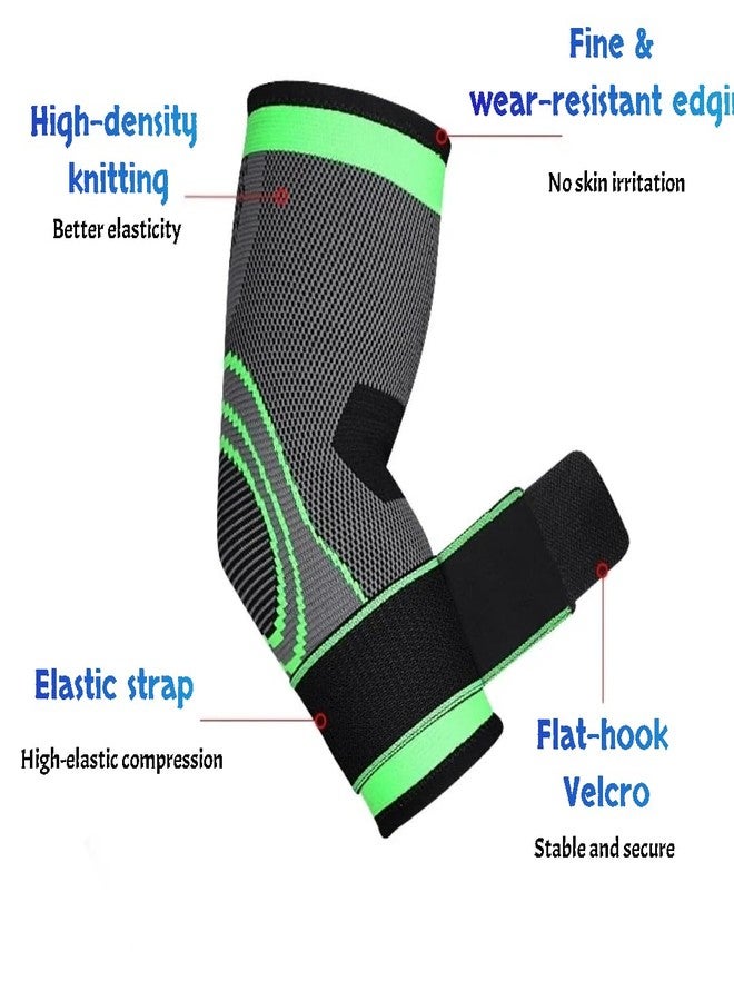 DOUSHI Knitted Nylon Elbow Support, Breathable and Lightweight Design, Tendonitis Pain Relief, for Gym, Badminton, Cricket, Weightlifting, Elbow Compression Sleeves for Men and Women (2Pcs, Size L) - Image 3