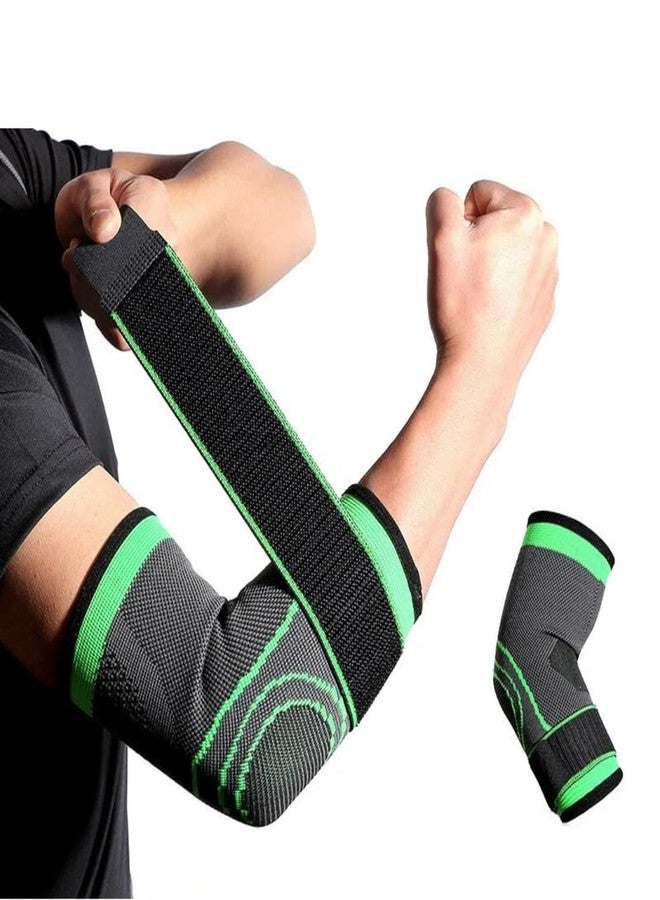DOUSHI Knitted Nylon Elbow Support, Breathable and Lightweight Design, Tendonitis Pain Relief, for Gym, Badminton, Cricket, Weightlifting, Elbow Compression Sleeves for Men and Women (2Pcs, Size L) - Image 1