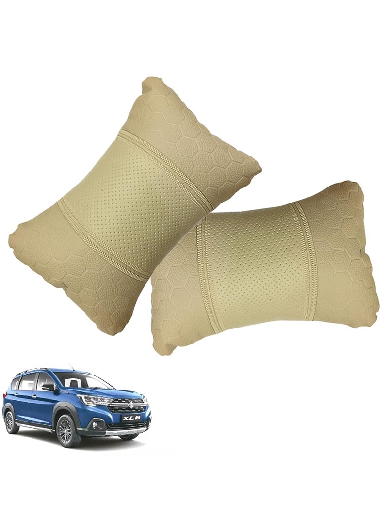 Adroitz Adroitz Car Neck Rest Football Design Beige PillowCushion Set of 2 for XL6_PR464  - Image 1