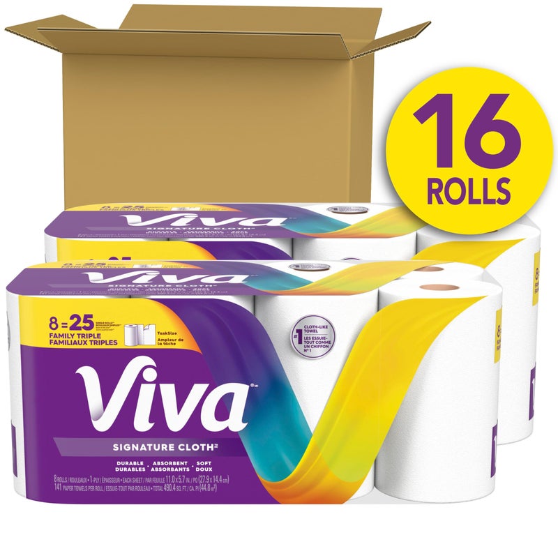 Viva Signature Cloth Paper Towels, Task Size, 16 Family Triple Rolls, 141 Sheets per Roll (Packaging May Vary) - Image 2