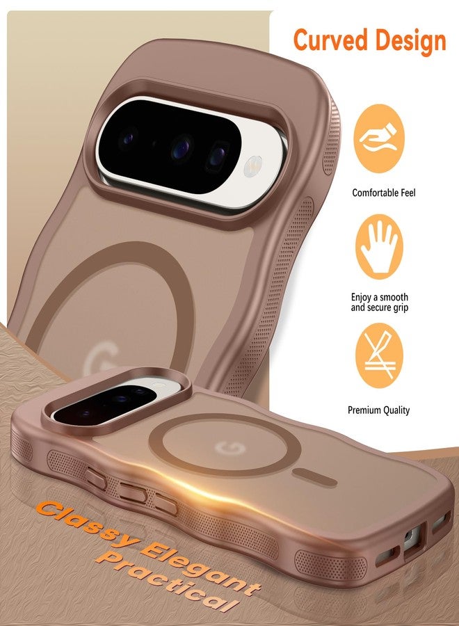 BENTOBEN Magnetic for Google Pixel 10 Case Cute, Curly Wavy Pixel10 Case [Compatible with MagSafe], Anti-Slip Shockproof Matte Slim Women Girls Boys Phone Cover for Google 10 6.3", Desert Titanium - Image 2