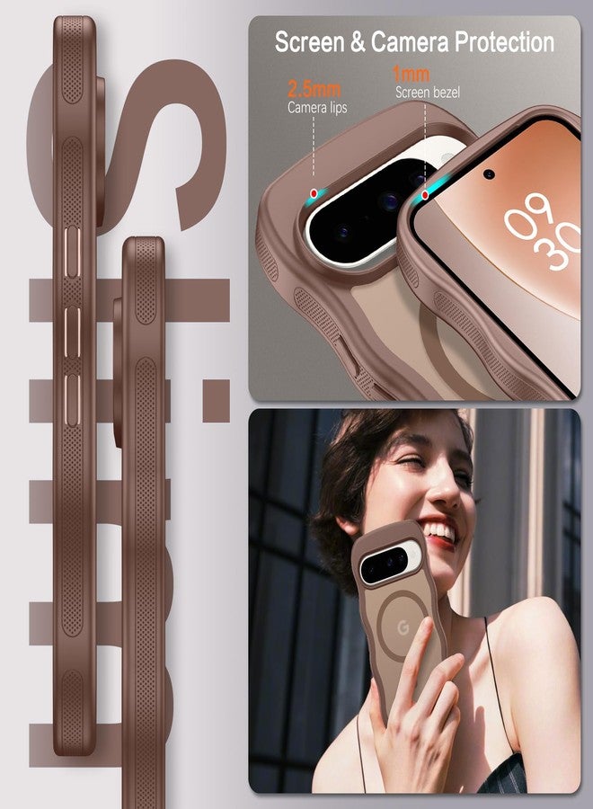 BENTOBEN Magnetic for Google Pixel 10 Case Cute, Curly Wavy Pixel10 Case [Compatible with MagSafe], Anti-Slip Shockproof Matte Slim Women Girls Boys Phone Cover for Google 10 6.3", Desert Titanium - Image 5