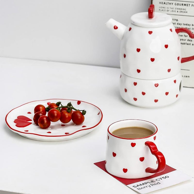 Gaolinci Creative Red Heart Mug with Handle 8 Oz Tea Cup Coffee Mug - Image 5