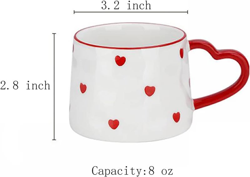 Gaolinci Creative Red Heart Mug with Handle 8 Oz Tea Cup Coffee Mug - Image 2