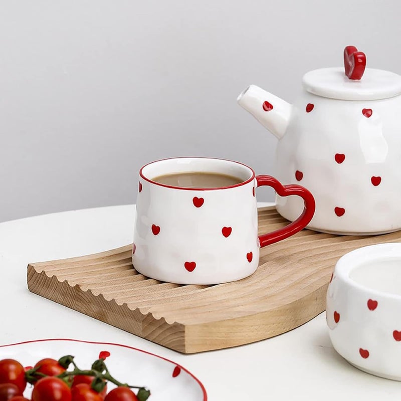 Gaolinci Creative Red Heart Mug with Handle 8 Oz Tea Cup Coffee Mug - Image 4