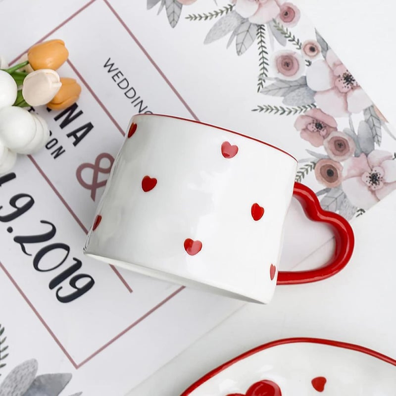 Gaolinci Creative Red Heart Mug with Handle 8 Oz Tea Cup Coffee Mug - Image 3